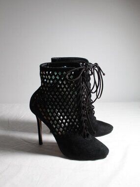 Alaia Alaïa Suede Black Cage Heels Black Cut Out Sandal Heeled Booties Boots 37